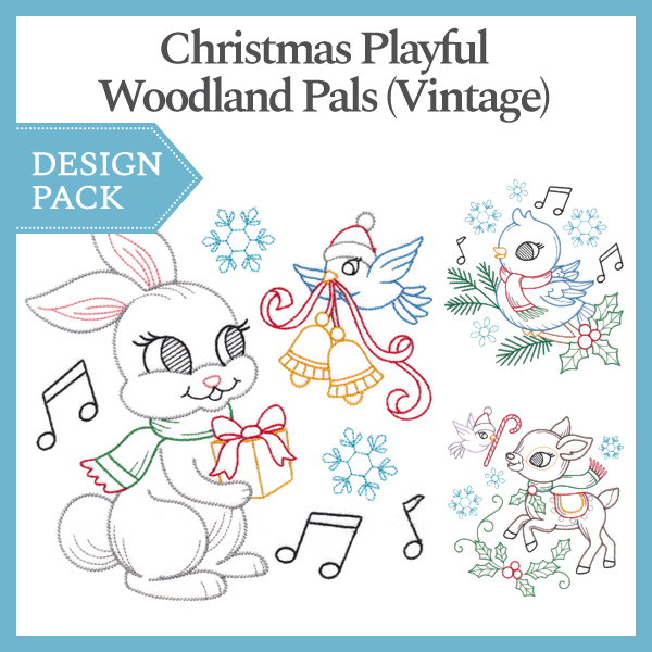 A Christmas Playful Woodland Pals (Vintage) Design Pack