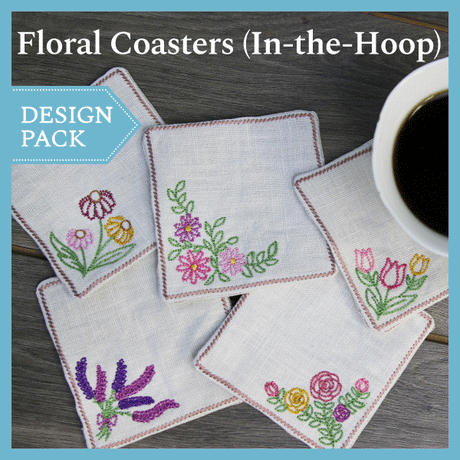 A Floral Coasters (In-the-Hoop) Design Pack