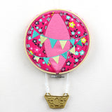Whimsical Hot Air Balloon (Hooped Applique with Lace)