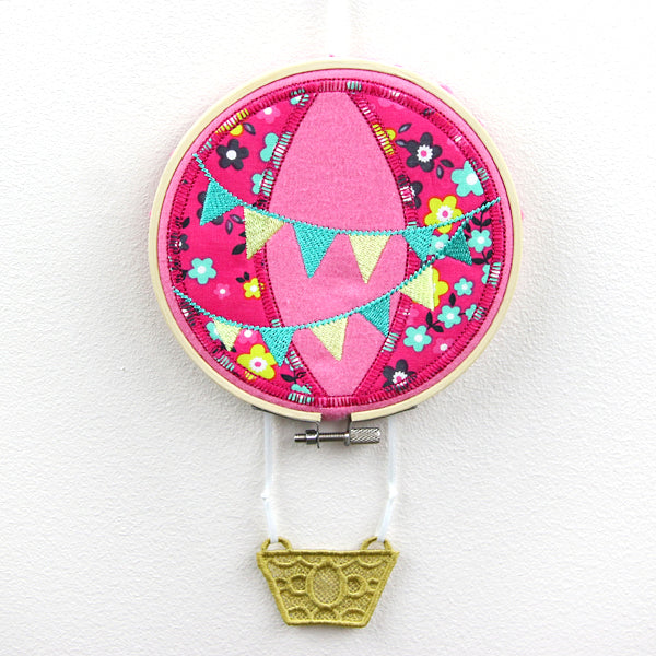 Whimsical Hot Air Balloon (Hooped Applique with Lace)
