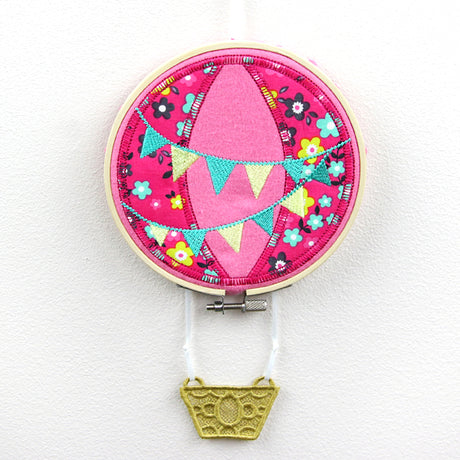 Whimsical Hot Air Balloon (Hooped Applique with Lace)