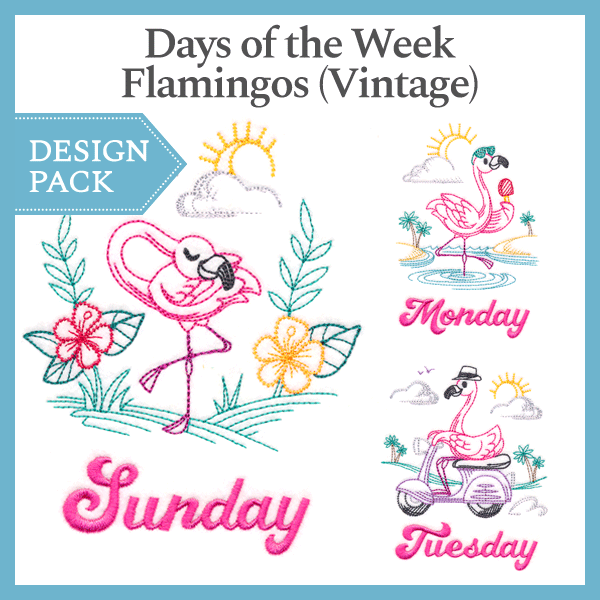 A Days of the Week Flamingos (Vintage) Design Pack
