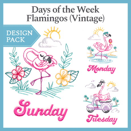 A Days of the Week Flamingos (Vintage) Design Pack