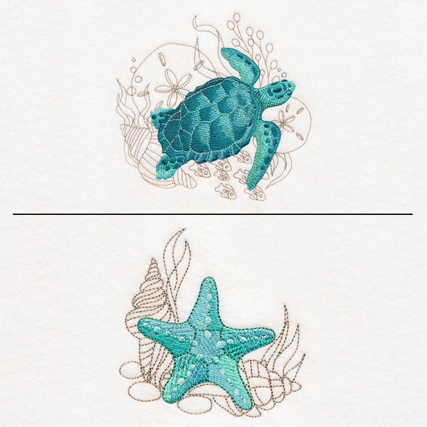 Sea Turtle & Starfish Pillow Pair