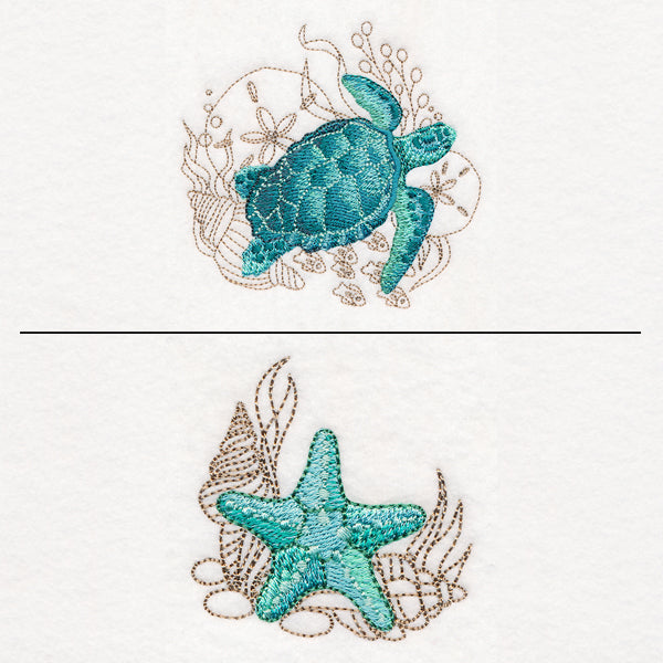Sea Turtle & Starfish Pillow Pair
