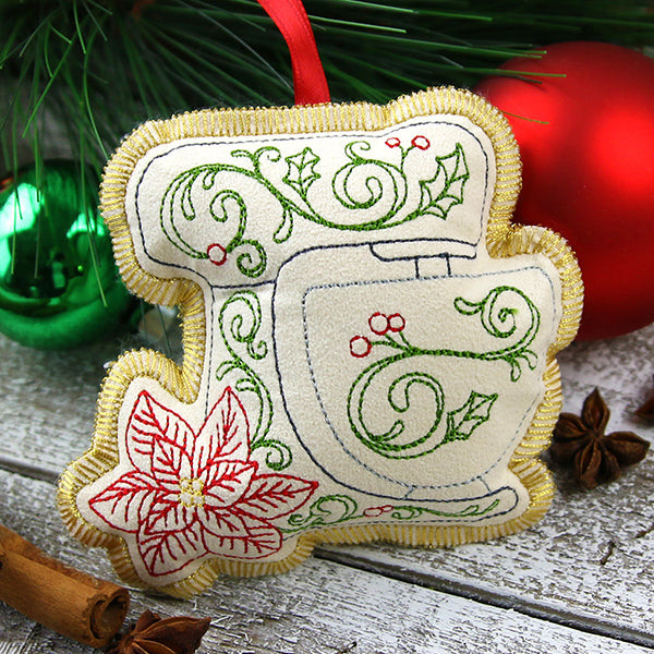 Crafty Christmas Stand Mixer Ornament (In-the-Hoop)