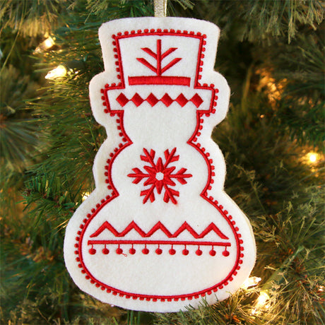 Nordic Christmas Ornament - Snowman (In-the-Hoop)