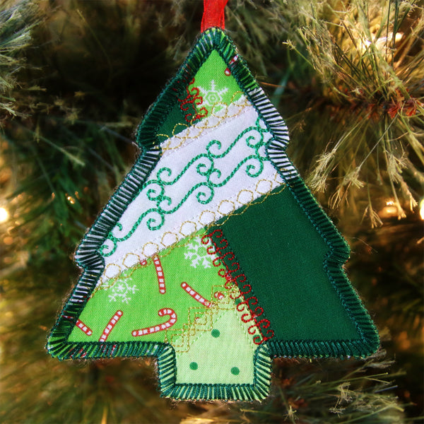 Crazy Patchwork Christmas Tree Ornament (In-the-Hoop)