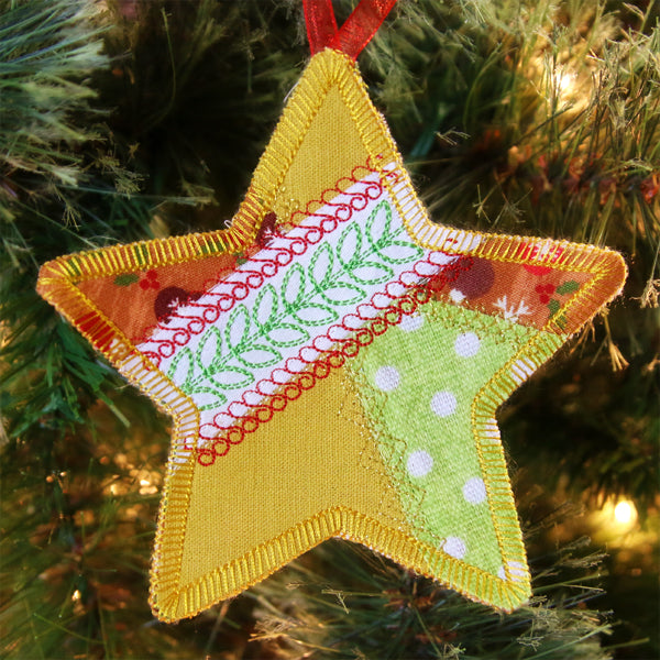 Crazy Patchwork Star Ornament (In-the-Hoop)