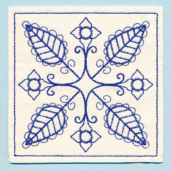 Botanical Blues - Folk Flowers Coaster (In-the-Hoop)