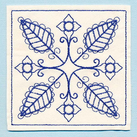 Botanical Blues - Folk Flowers Coaster (In-the-Hoop)