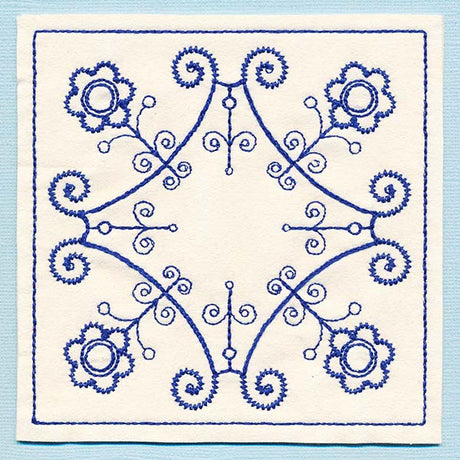 Botanical Blues - Ironwork Flowers Coaster (In-the-Hoop)