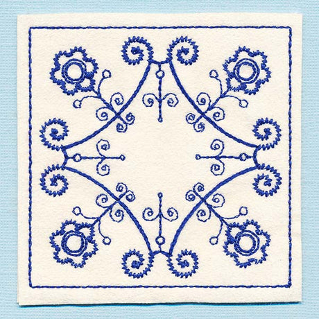 Botanical Blues - Ironwork Flowers Coaster (In-the-Hoop)