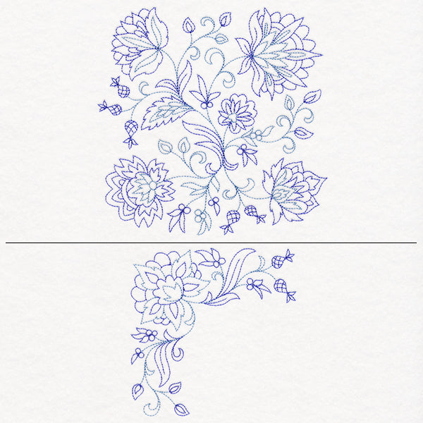 Jacobean Blooms Pillow Pair (Vintage)