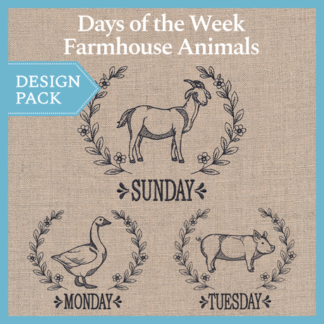 A Days of the Week Farmhouse Animals Design Pack