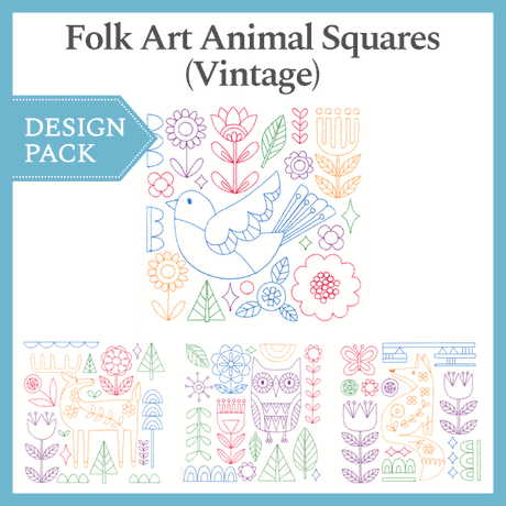 A Folk Art Animal Squares (Vintage) Design Pack