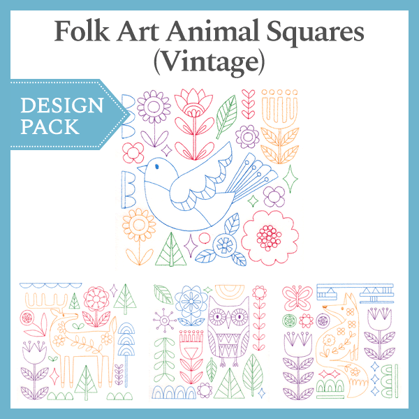 A Folk Art Animal Squares (Vintage) Design Pack