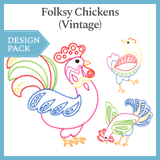 A Folksy Chickens (Vintage) Design Pack
