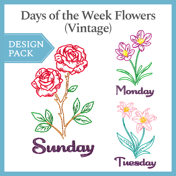 A Days of the Week Flowers (Vintage) Design Pack