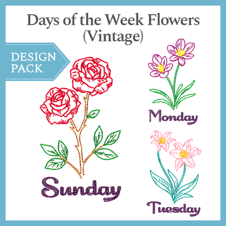 A Days of the Week Flowers (Vintage) Design Pack