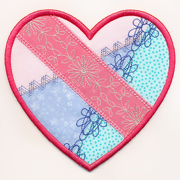 Crazy Patchwork Heart Trivet (In-the-Hoop)