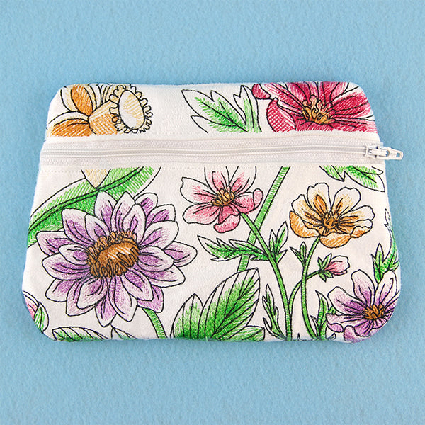 Floral Flair Zipper Pouch (In-the-Hoop)