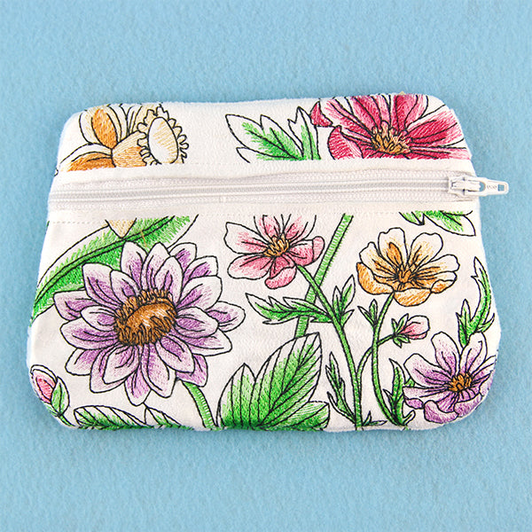 Floral Flair Zipper Pouch (In-the-Hoop)