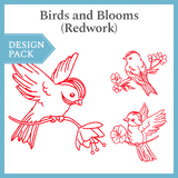 A Birds and Blooms (Redwork) Design Pack