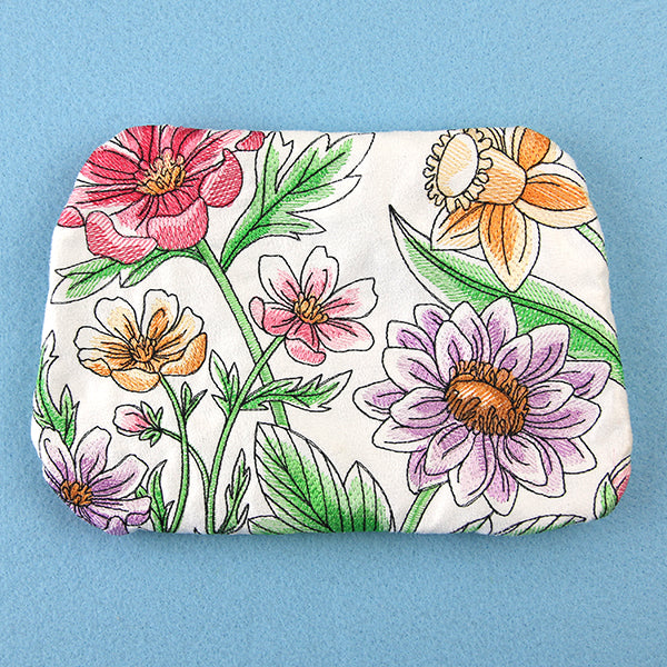 Floral Flair Zipper Pouch (In-the-Hoop)