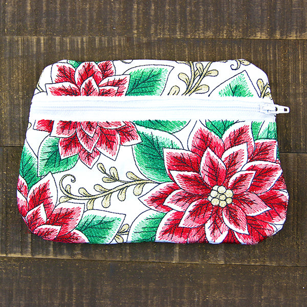 Christmas Poinsettia Zipper Pouch (In-the-Hoop)