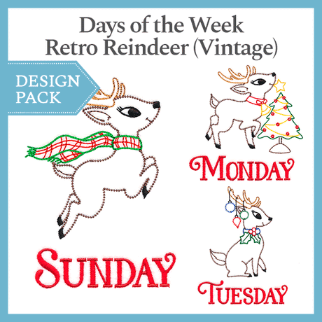 A Days of the Week Retro Reindeer (Vintage) Design Pack