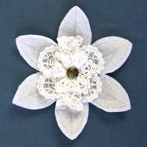 Freestanding Fabric and Lace Flower (In-the-Hoop)