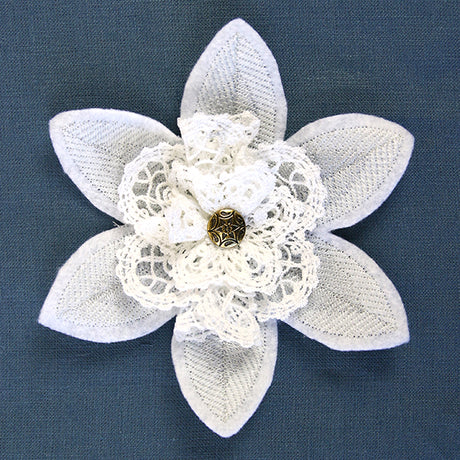 Freestanding Fabric and Lace Flower (In-the-Hoop)