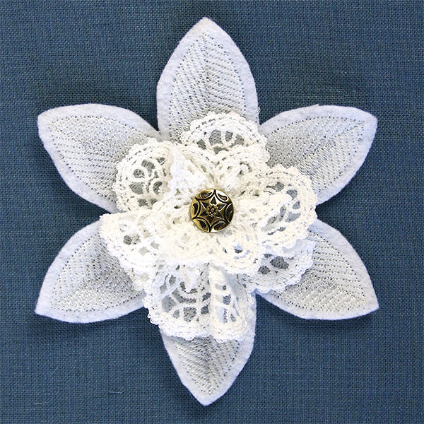 Freestanding Fabric and Lace Flower (In-the-Hoop)
