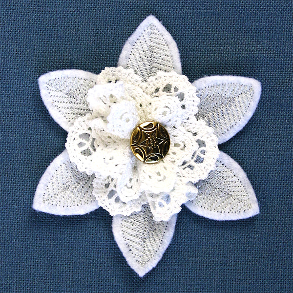 Freestanding Fabric and Lace Flower (In-the-Hoop)
