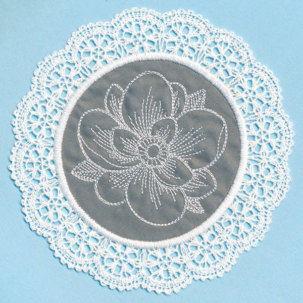 Elegant Magnolia Fabric Doily (Lace)