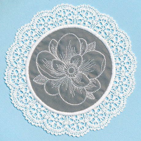 Elegant Magnolia Fabric Doily (Lace)