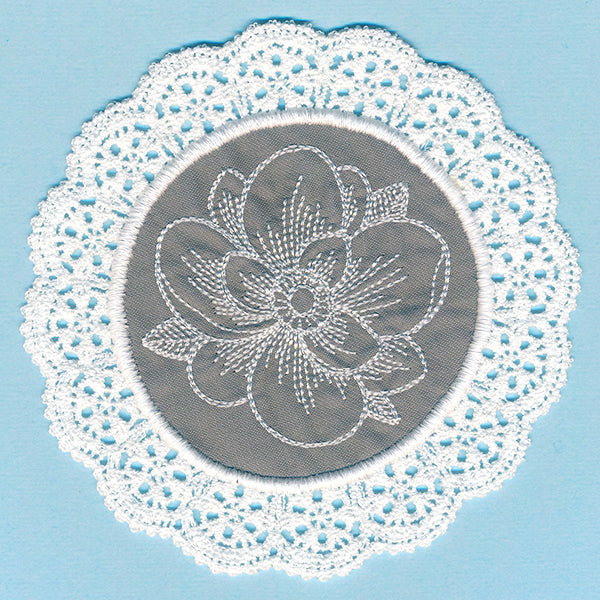 Elegant Magnolia Fabric Doily (Lace)