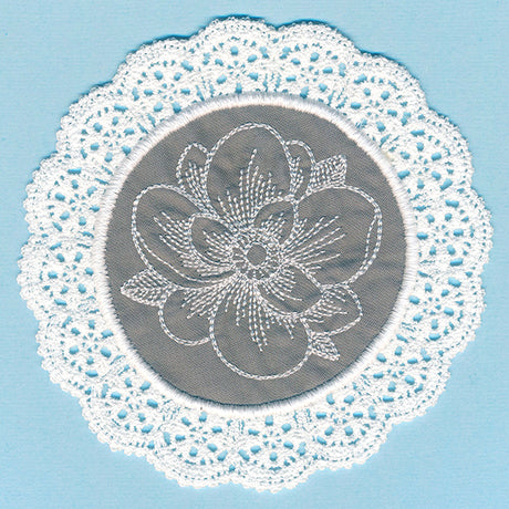 Elegant Magnolia Fabric Doily (Lace)