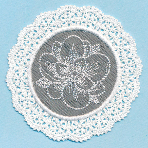 Elegant Magnolia Fabric Doily (Lace)