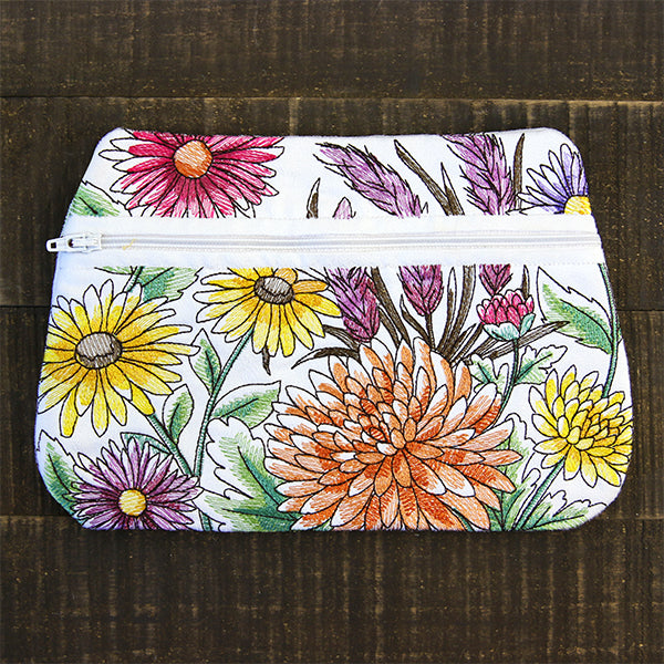 Wildflower Lined Zipper Pouch (In-the-Hoop)