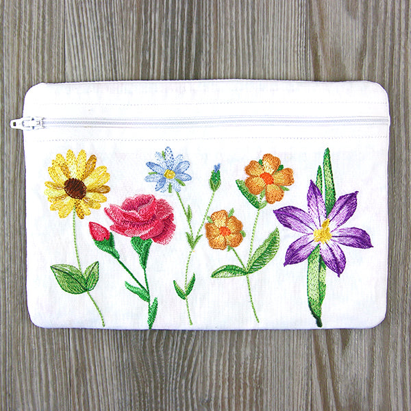 Long-Stemmed Wildflowers Lined Zipper Pouch (In-the-Hoop)