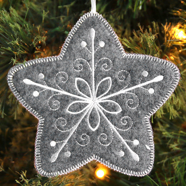 Elegant Christmas Star Ornament (In-the-Hoop)