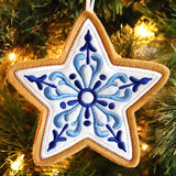 Delft Blue Christmas Cookie - Star (In-the-Hoop)