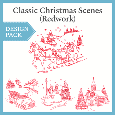 A Classic Christmas Scenes (Redwork) Design Pack