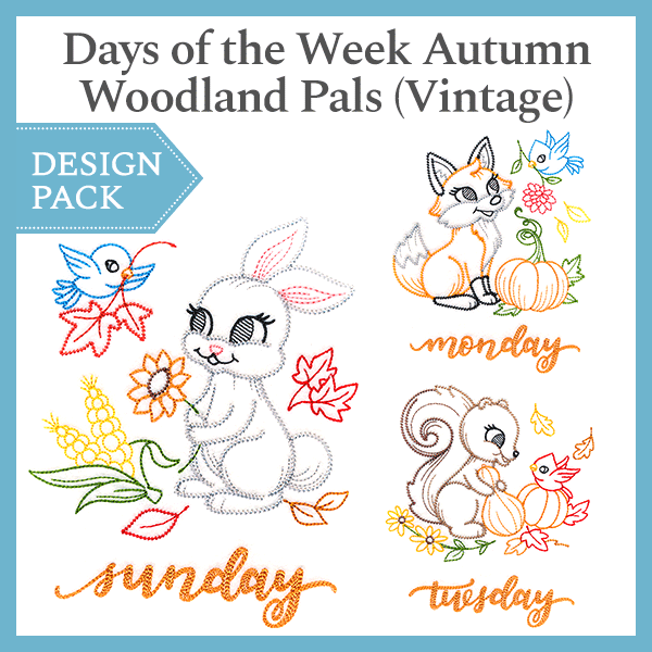 A Days of the Week Autumn Woodland Pals (Vintage) Design Pack
