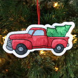 Charming Christmas Retro Truck Ornament (In-the-Hoop)