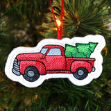 Charming Christmas Retro Truck Ornament (In-the-Hoop)