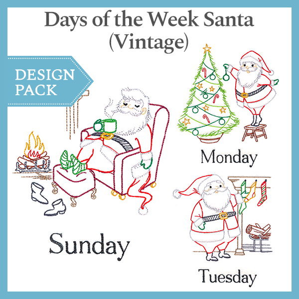 A Days of the Week Santa (Vintage) Design Pack