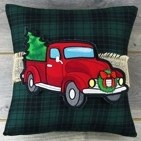 Christmas Retro Truck Pillow Wrap (In-the-Hoop)
